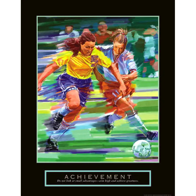 Women's Soccer "Achievement" Motivational Poster - Front Line