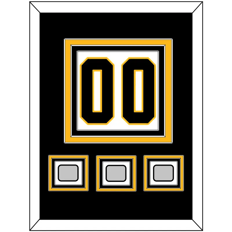 Pittsburgh Number (Back) & 3 Stanley Cup Finals Patches - Road White - Triple Mat 2