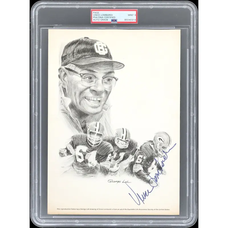 Vince Lombardi Signed 8x10 Photo PSA DNA Graded MINT 9 Green Bay Packers RARE