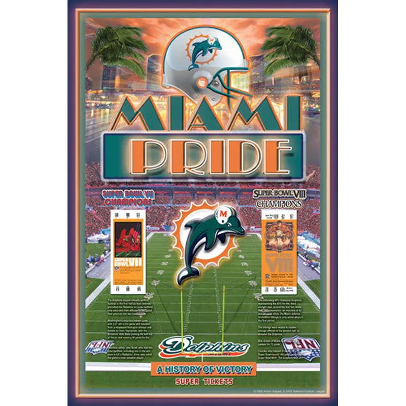 Miami Dolphins "History of Victory" 2-Time Super Bowl Champions Poster - Action Images