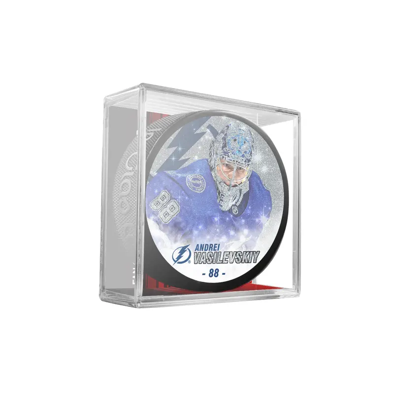 NHLPA Andrei Vasilevskiy #88 Tampa Bay Lightning Special Edition Glitter Puck In Cube