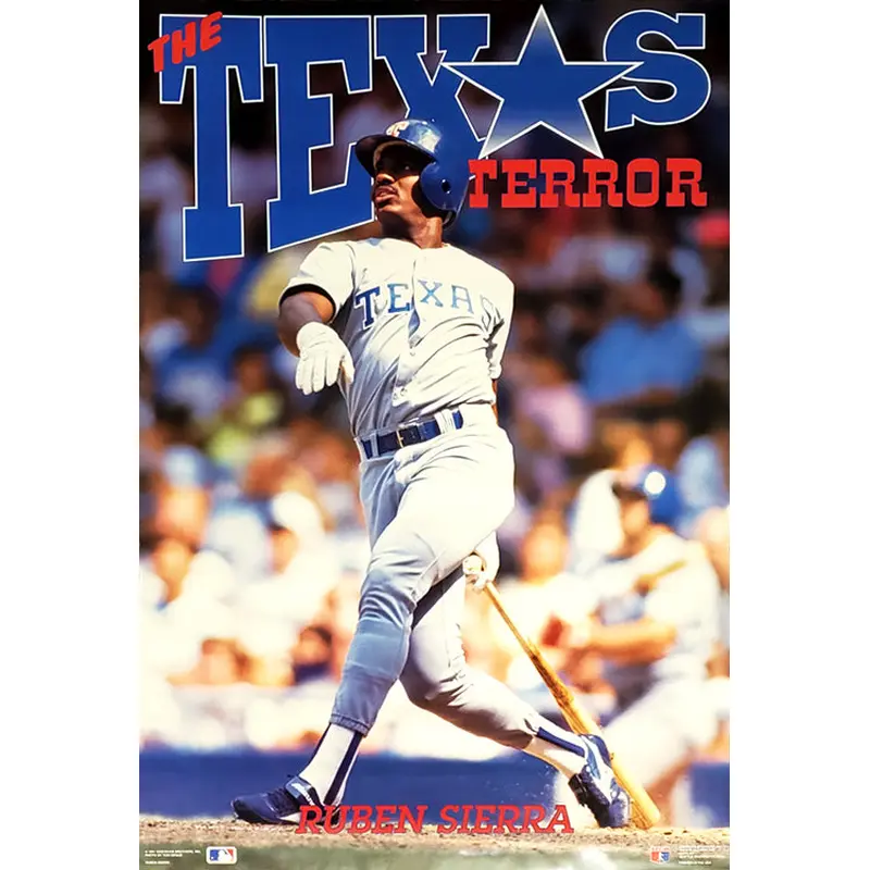 Ruben Sierra "Texas Terror" Texas Rangers MLB Action Poster - Costacos 1991