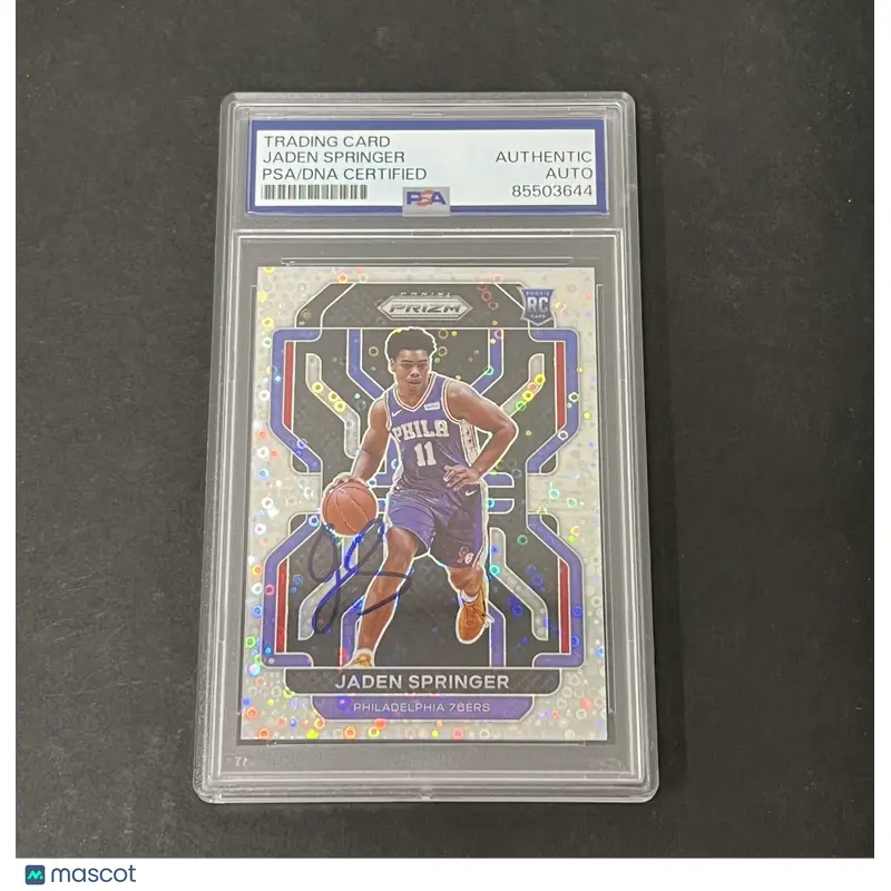 2021-22 Panini Prizm #317 Jaden Springer signed card PSA 76ers