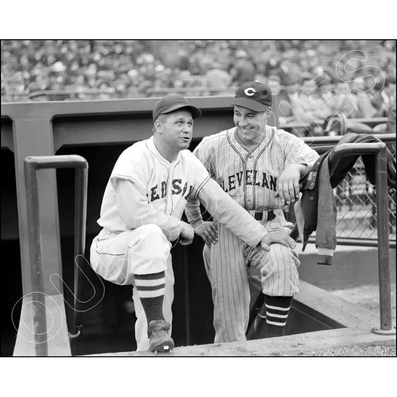 Bob Feller Jimmie Foxx 8X10 Photo - 1937 Indians Red Sox - 1752