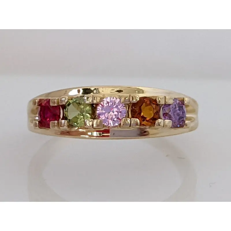 14K 5-STONE ROUND ESTATE RING 4.8 GRAMS