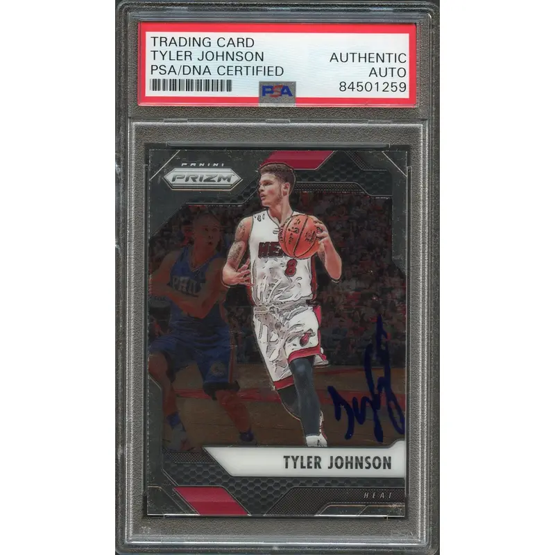 2016-17 Panini Prizm #85 Tyler Johnson Signed Card AUTO PSA Slabbed Heat