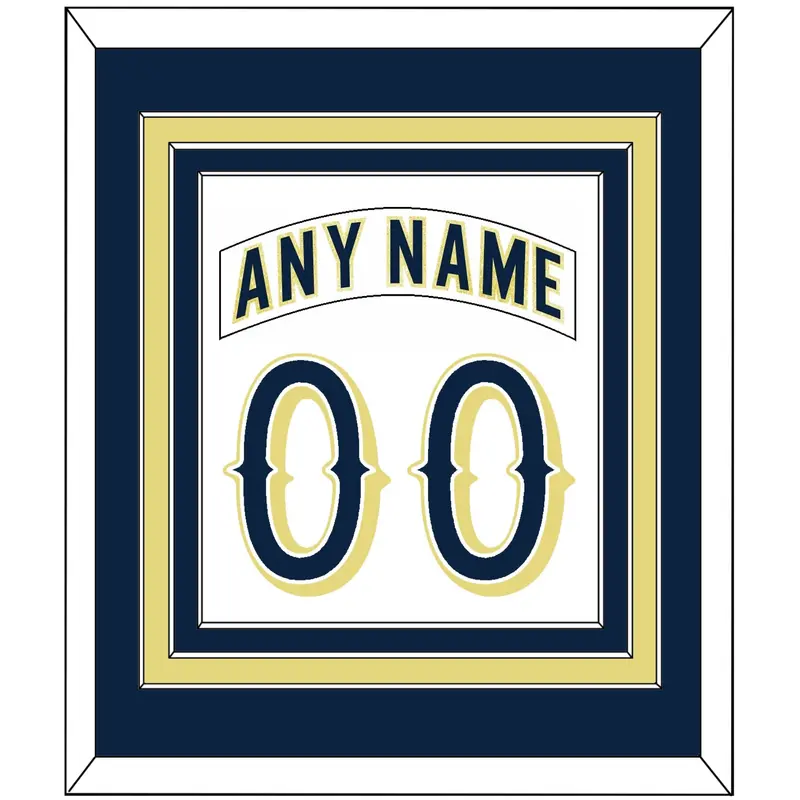 Notre Dame Hockey Nameplate & Number (Back) Combined - Home White - Triple Mat 2