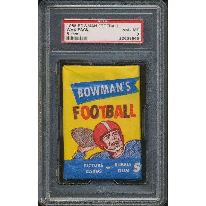 1955 Bowman Football Unopened 5 Cent Wax Pack PSA 8