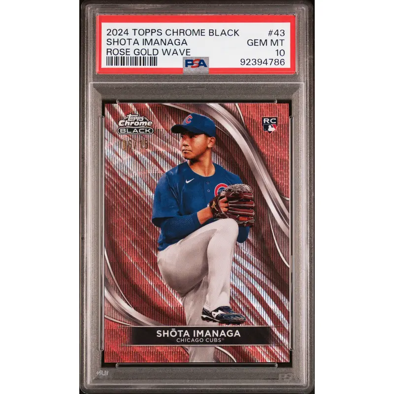Shota Imanaga 2024 Topps Chrome Black Rose Gold Wave #6/15 PSA 10 Gem Mint