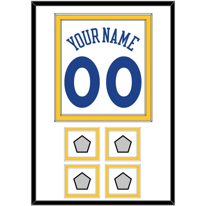 Golden State Name & Number With 4 Champions Patches - Home White (2010-2019) - Double Mat 1