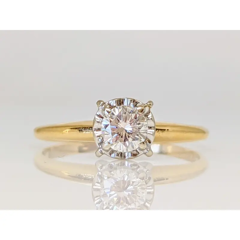 14K .30 CARAT TOTAL SI J-K ROUND DIAMOND ILLUSION HEAD ESTATE RING 1.6 GRAMS