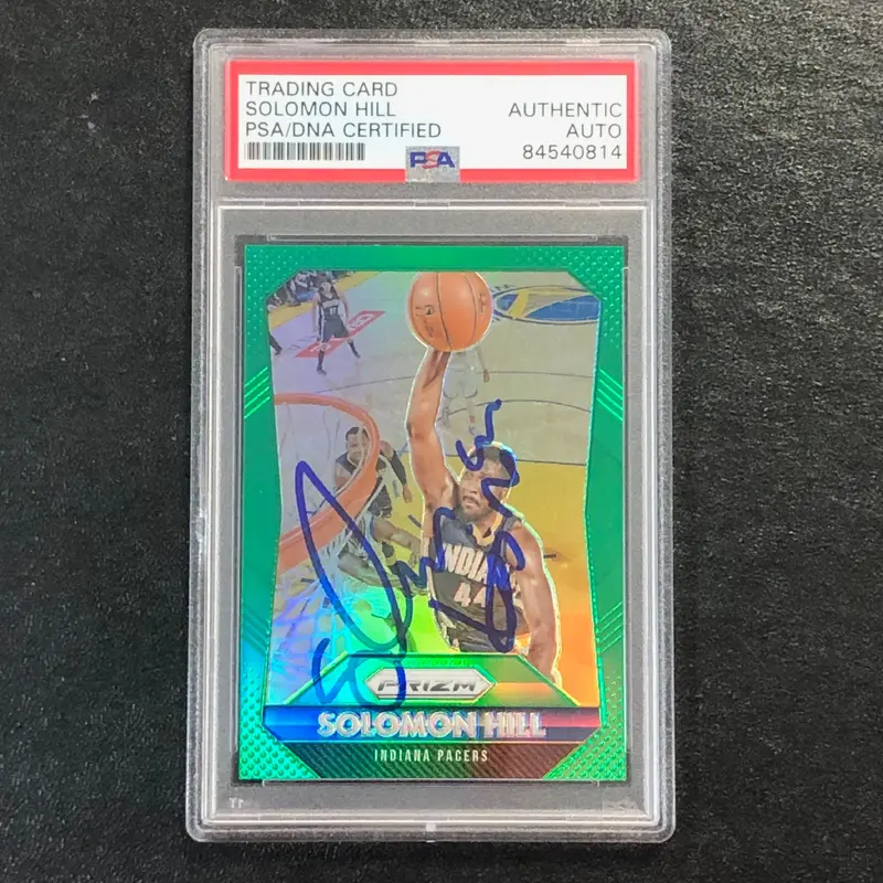 2015-16 Panini Prizm Green #42 Solomon Hill Signed Card AUTO PSA Slabbed Pacers