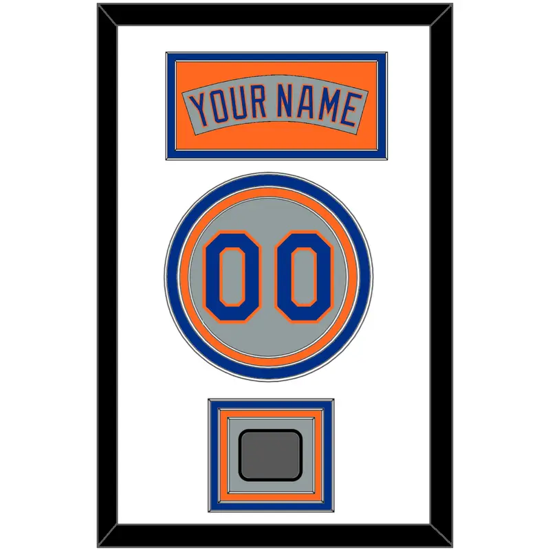 New York Nameplate, Number & World Series Patch - Road Gray (1982-1986) - Triple Mat 2