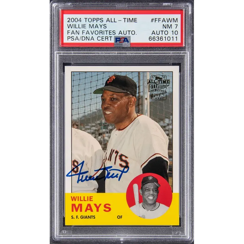 2004 Topps All-Time Fan Favorites Willie Mays Signed Baseball Card PSA 7 Auto 10