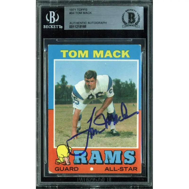 Rams Tom Mack Authentic Signed 1971 Topps #94 Auto Card BAS Slabbed