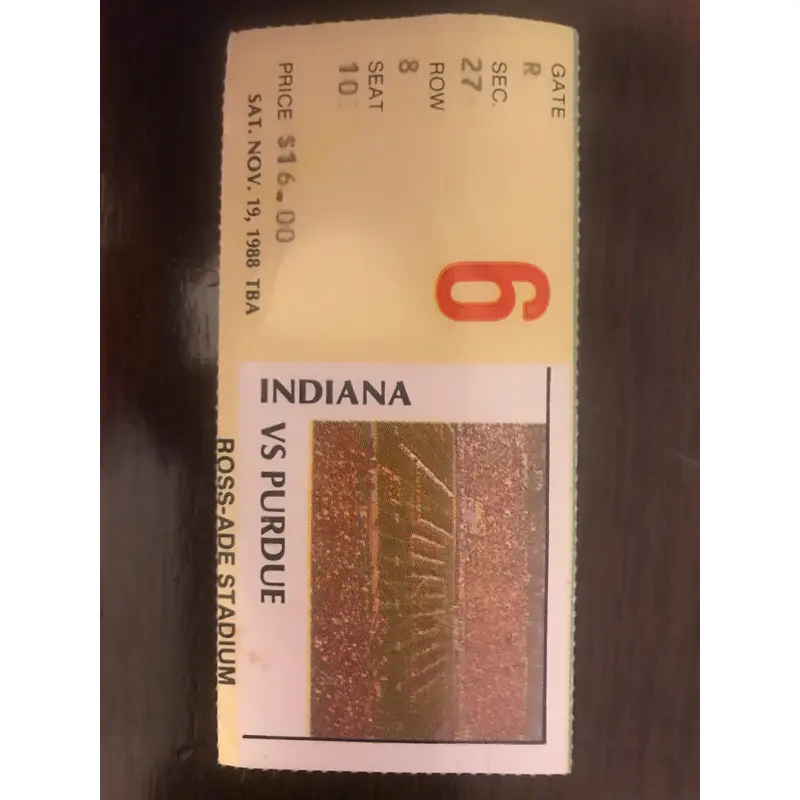 1988 Indiana University vs Purdue Football Ticket