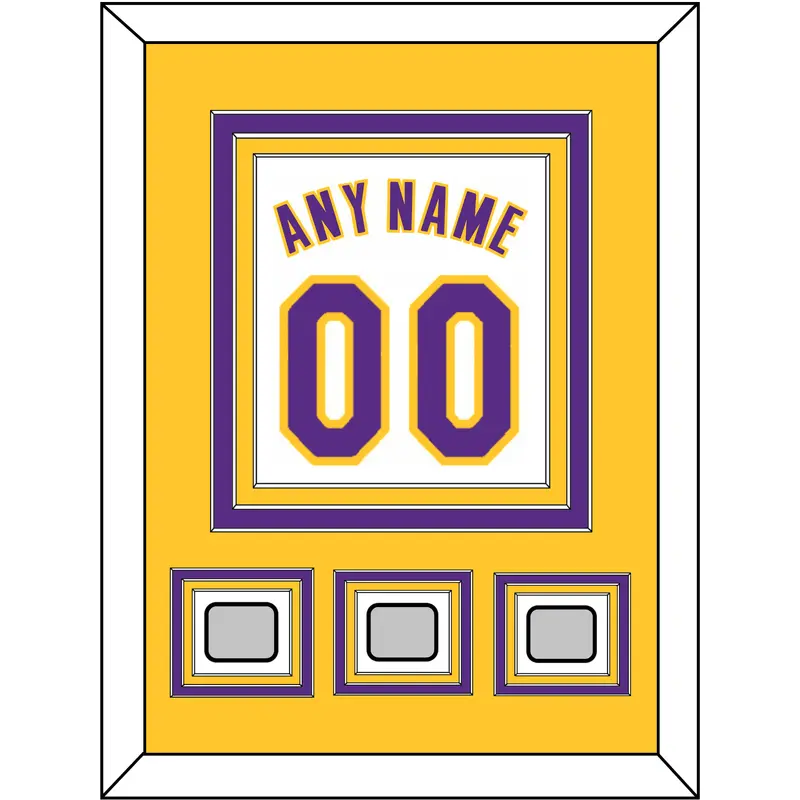 Los Angeles Name & Number With 3 Finals Patches - Alternate White (2002-2018) - Triple Mat 3