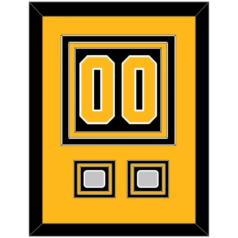 Pittsburgh Number (Back) & 2 Stanley Cup Champions Patches - Home Black - Triple Mat 3