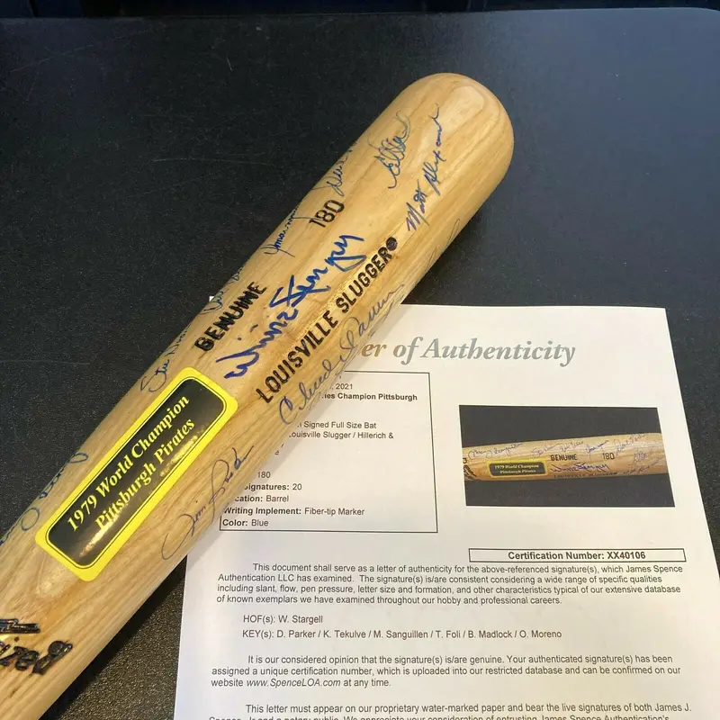 1979 Pittsburgh Pirates World Series Champs Team Signed Baseball Bat JSA COA