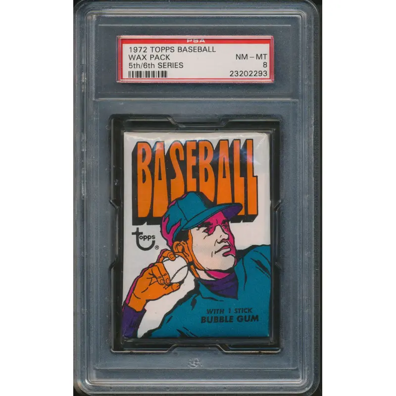 1972 Topps Baseball Unopened Series 5/6 Wax Pack PSA 8