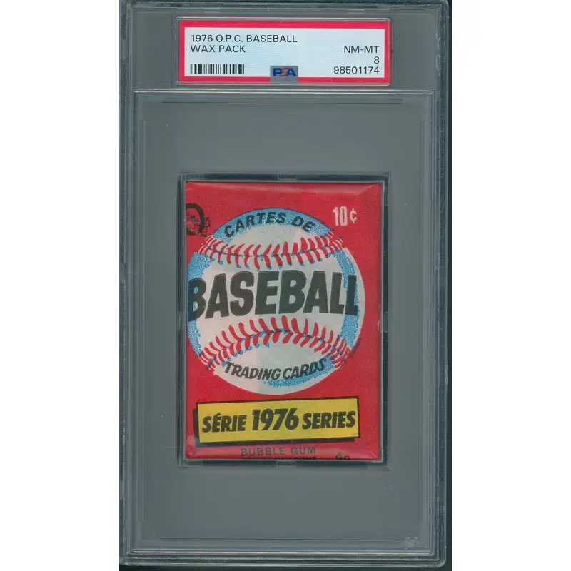1976 OPC O-Pee-Chee Baseball Unopened Wax Pack PSA 8