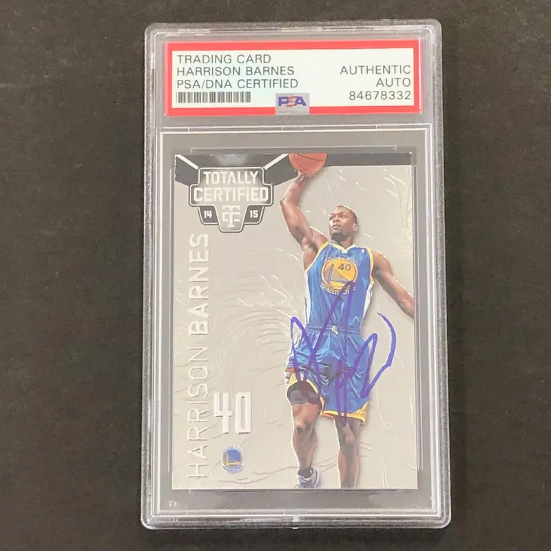 2014-15 Panini Totally Certified #40 Harrison Barnes Signed Card PSA Slabbed Warriors