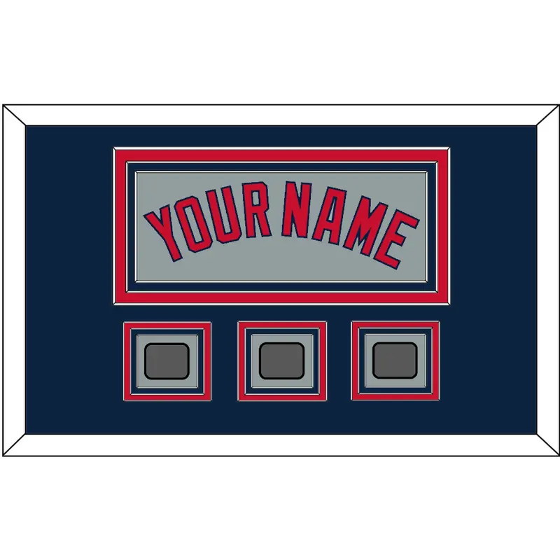 Boston Name & Three World Series Champions Patches - Road Gray - Triple Mat 3