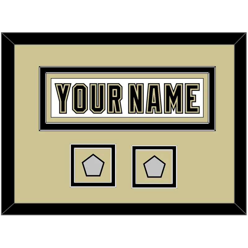 Pittsburgh Nameplate & 2 Stanley Cup Finals Patches - Road White (2007-2016) - Double Mat 3