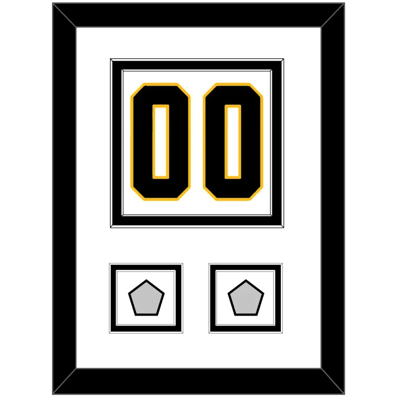 Pittsburgh Number (Back) & 2 Stanley Cup Champions Patches - Road White - Double Mat 2