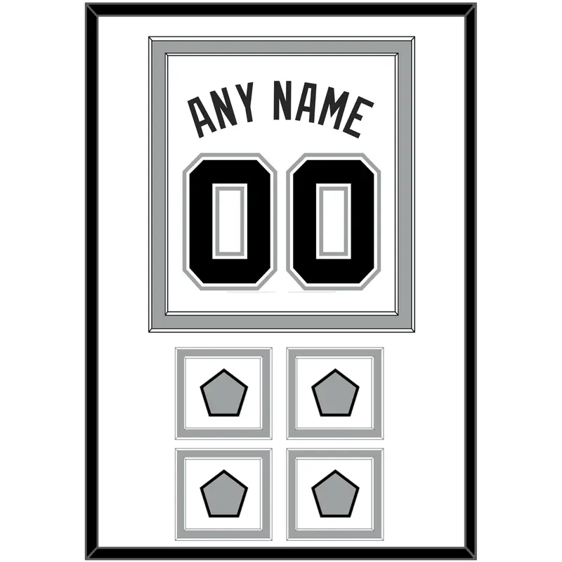 San Antonio Name & Numbers With 4 Finals Patches - Home White (2002-2017) - Double Mat 1