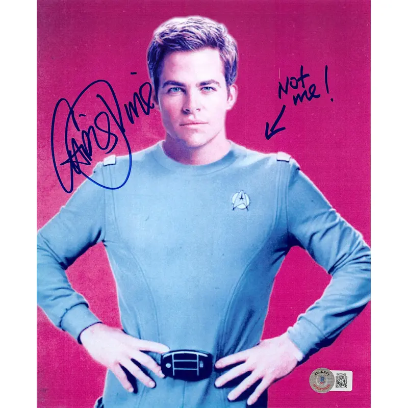 Chris Pine Star Trek "Not Me!" Authentic Signed 8x10 Photo BAS #BK03866