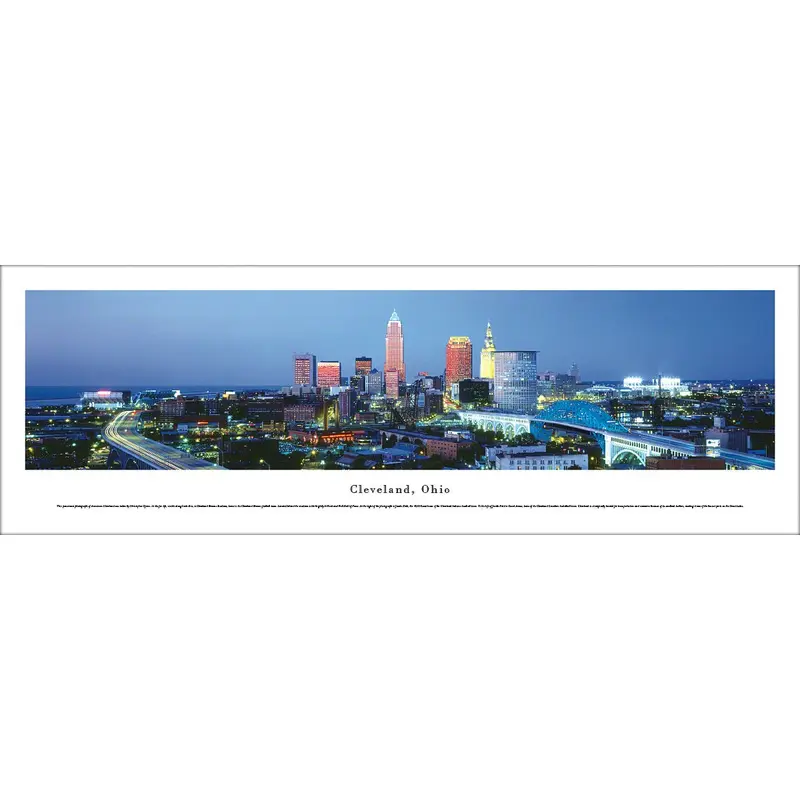 Cleveland, Ohio Downtown Skyline Panoramic Poster Print - Blakeway Worldwide