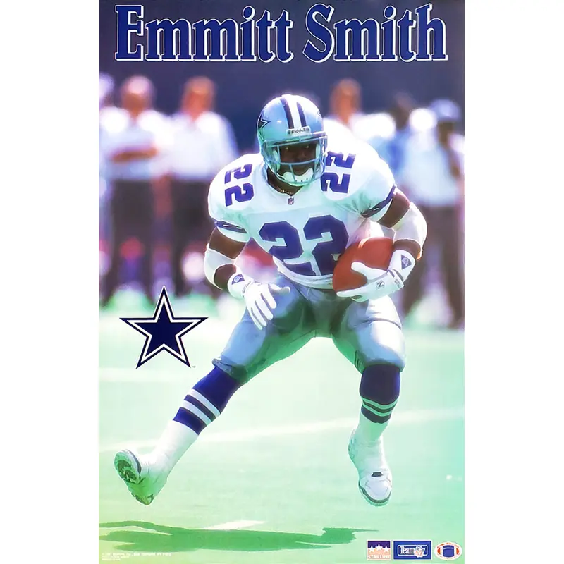 Emmitt Smith "Prime" Dallas Cowboys NFL Action Poster - Starline 1993