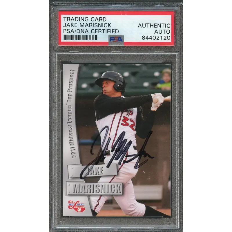 2011 Lansing Lugnuts Card Jake Marisnick Signed Card PSA Slabbed Auto Padres