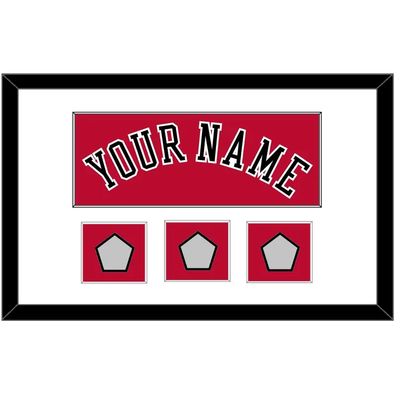 Chicago Name & 3 Finals Patches - Road Red (1986-2017) - Single Mat 1
