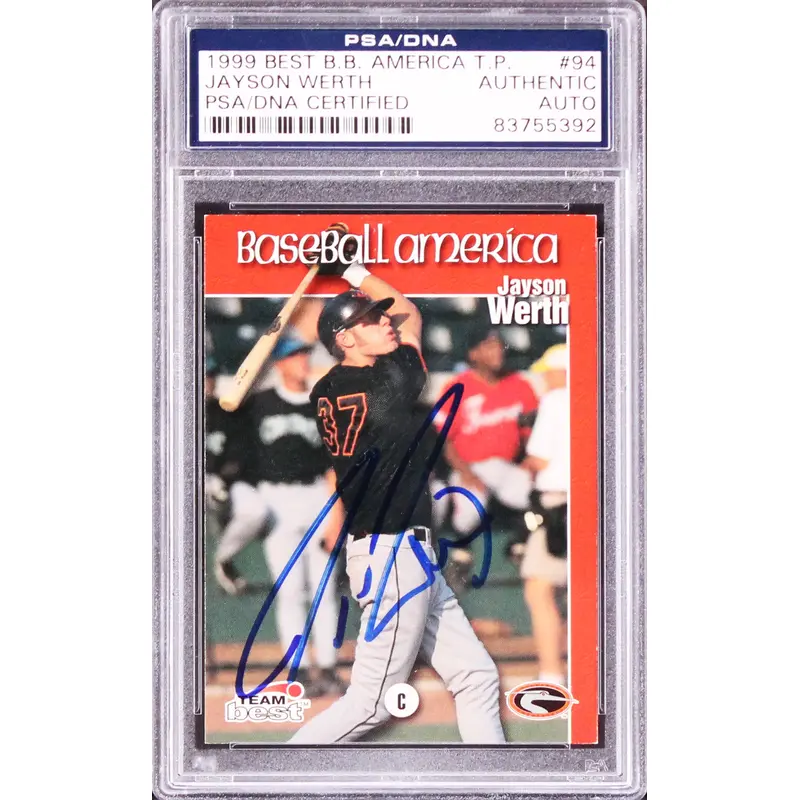 Jayson Werth Signed 1999 Best B.B. America T.P. #94 Rookie Card PSA/DNA Slabbed