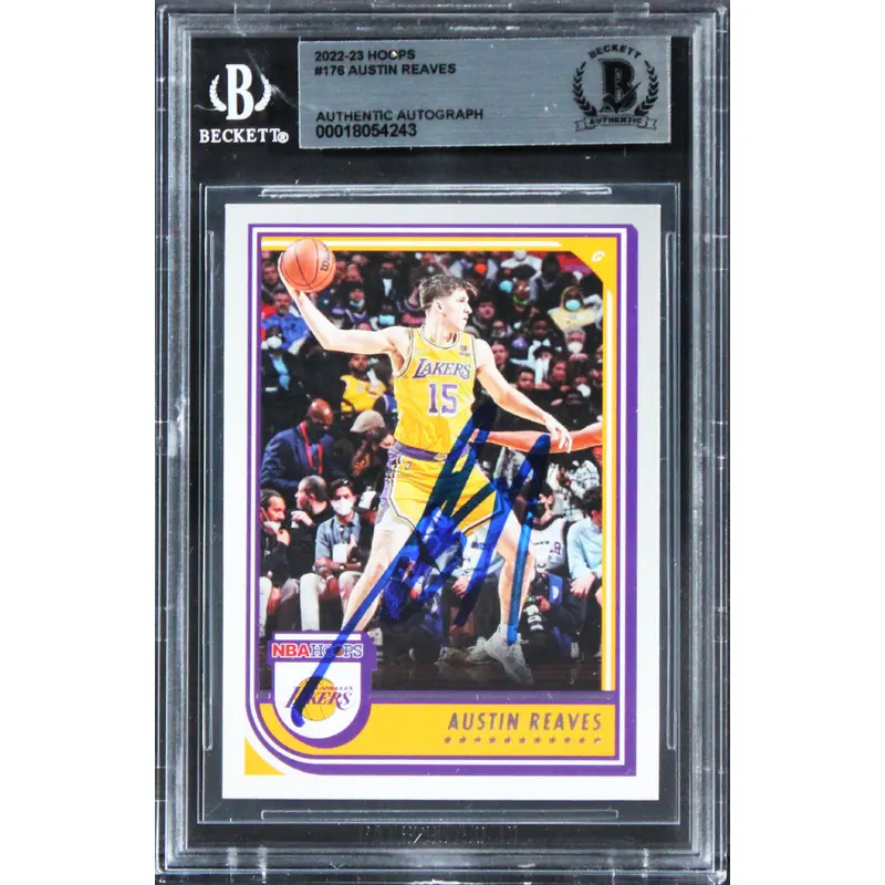 Lakers Austin Reaves Authentic Signed 2022 Hoops #176 Card BAS Slabbed