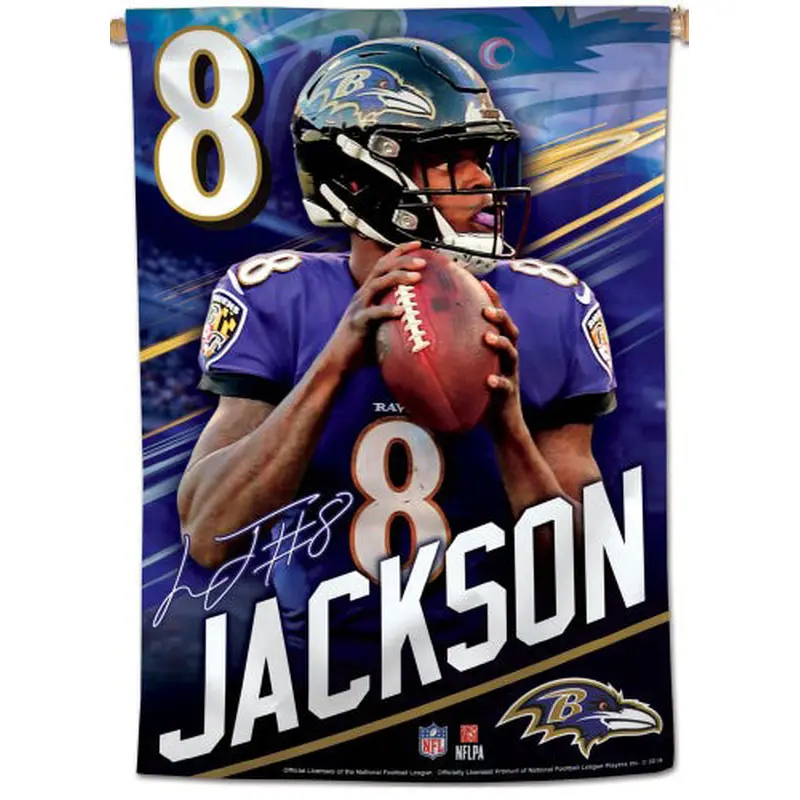 Lamar Jackson Baltimore Ravens QB Action Official NFL Wall BANNER - Wincraft Inc.