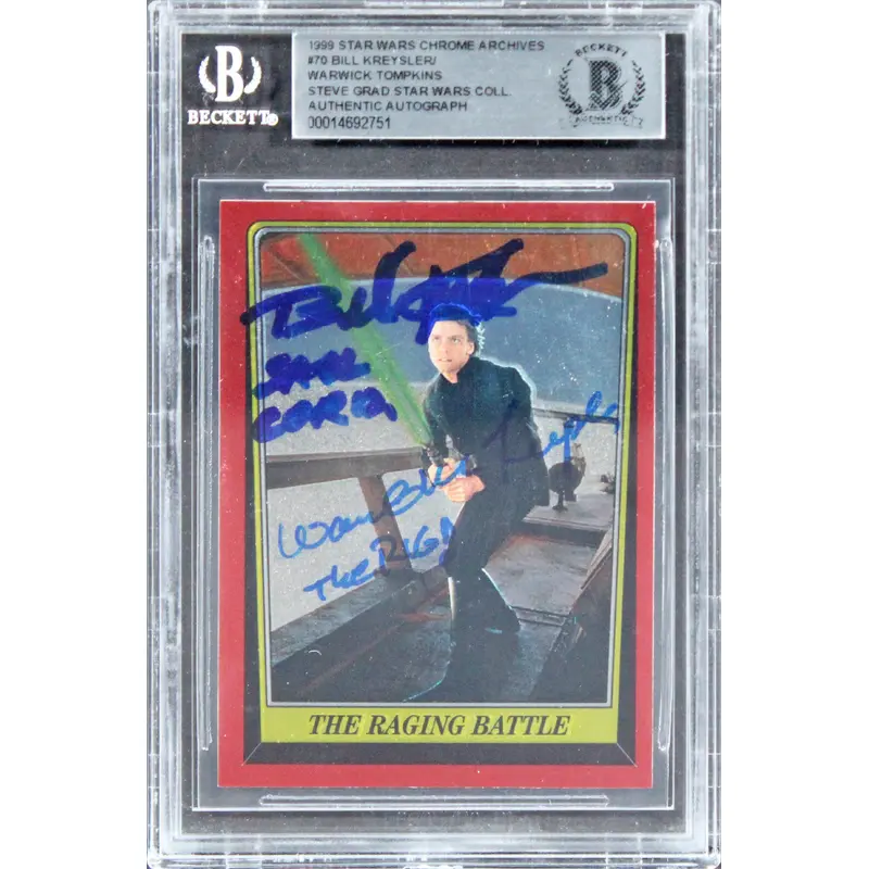 Bill Kreysler & Alan Tompkins Signed 1999 Star Wars Chrome #70 Card BAS Slabbed