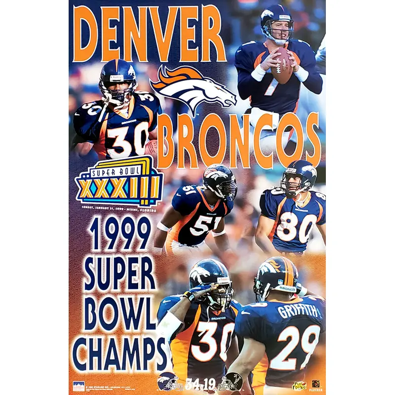 Denver Broncos Super Bowl XXXIII (1999) Champions Commemorative Poster - Starline