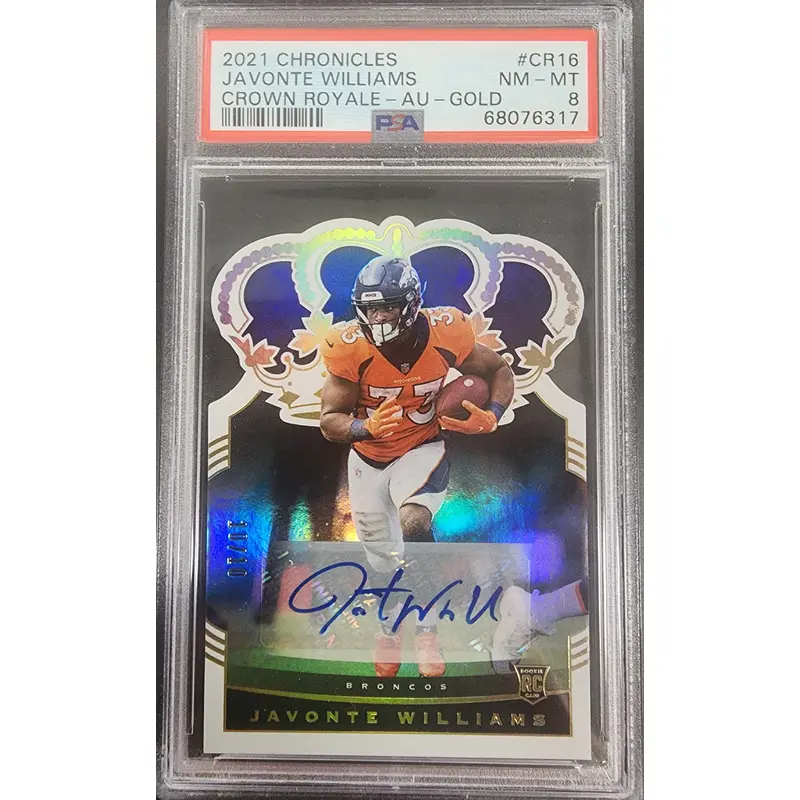 Javonte Williams 2021 Crown Royale Gold Auto #10/10 PSA 8 Nm-Mint