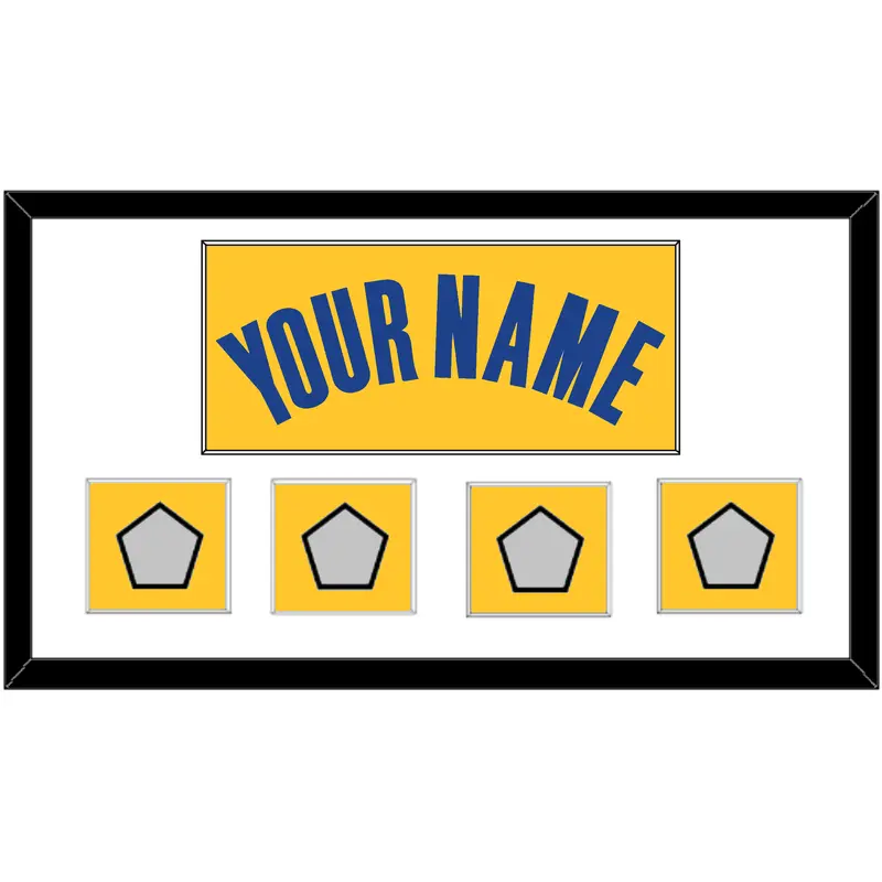 Golden State Name & 4 Champions Patches - Yellow Statement (2019-2022) - Single Mat 1