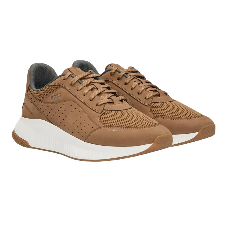 HUGO BOSS MENS BEIGE SNEAKER TTNM EVO RUNN NUME 50517313263