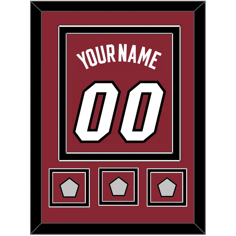 Miami Name & Number With 3 Finals Patches - Alternate Red (2009-2017) - Double Mat 3