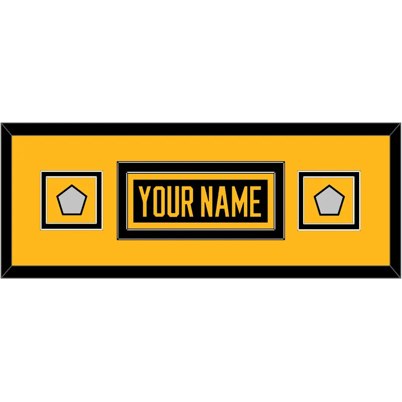 Pittsburgh Nameplate & 2 Stanley Cup Champions Patches - Home Black - Double Mat 5