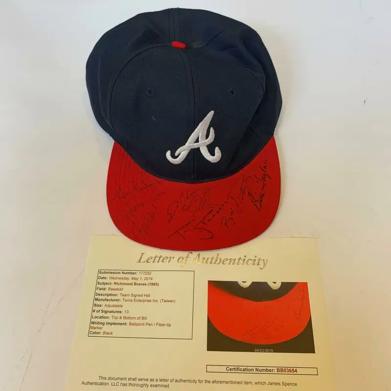 1993 Chipper Jones Pre Rookie Richmond Atlanta Braves Team Signed Hat JSA COA