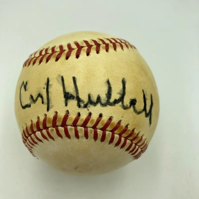 Carl Hubbell Signed Vintage National League Feeney Baseball