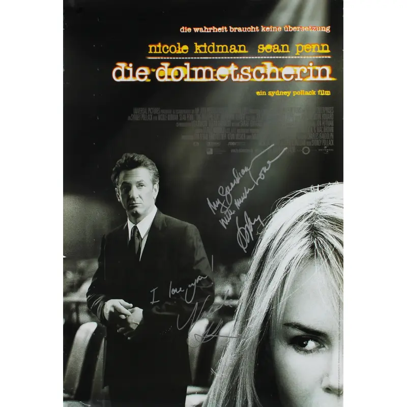 Nicole Kidman & Sean Penn The Interpreter Signed 24x36 Poster BAS #AE33979