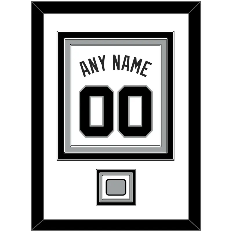 San Antonio Name & Numbers With Finals Patch - Home White (1989-2002) - Triple Mat 1