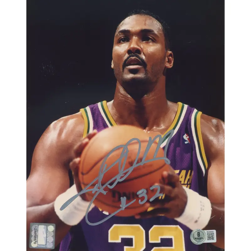 Jazz Karl Malone Authentic Signed 8x10 Photo Autographed BAS #BQ98483